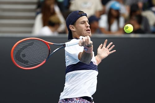 Deigo Schwartzman in action during 2023 Australian Open