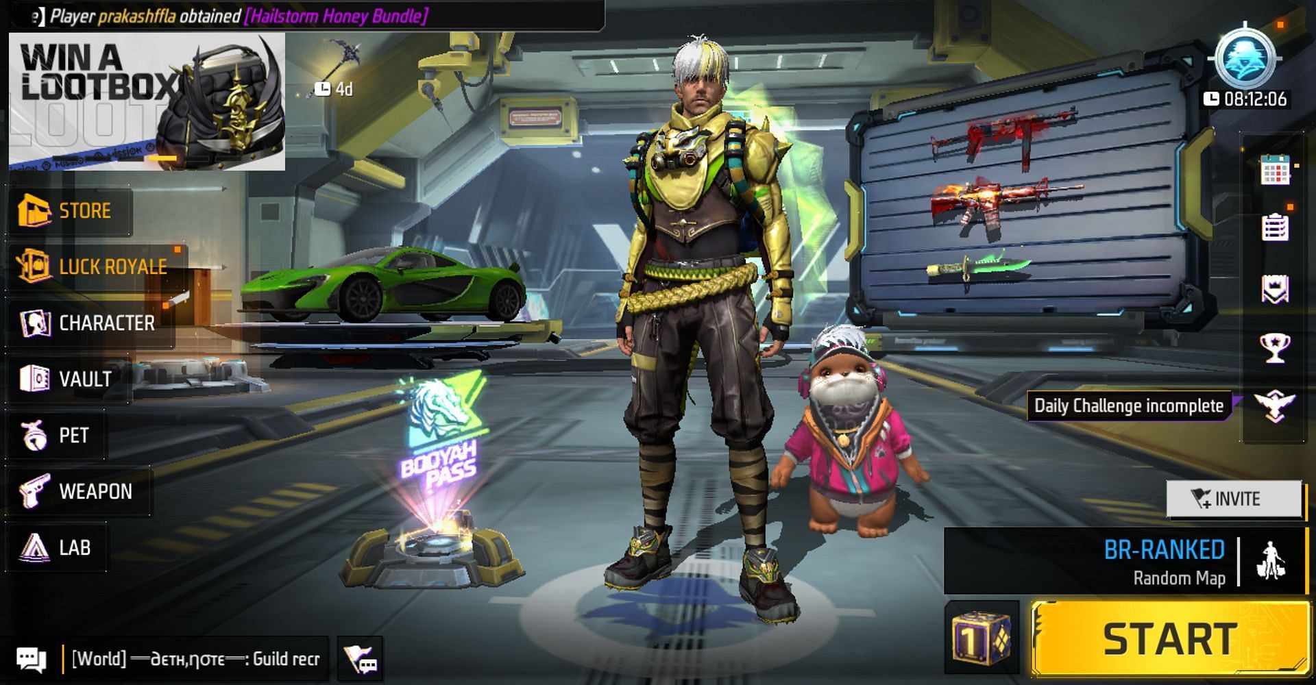 Click on the pet option from the menu on the left (Image via Garena)