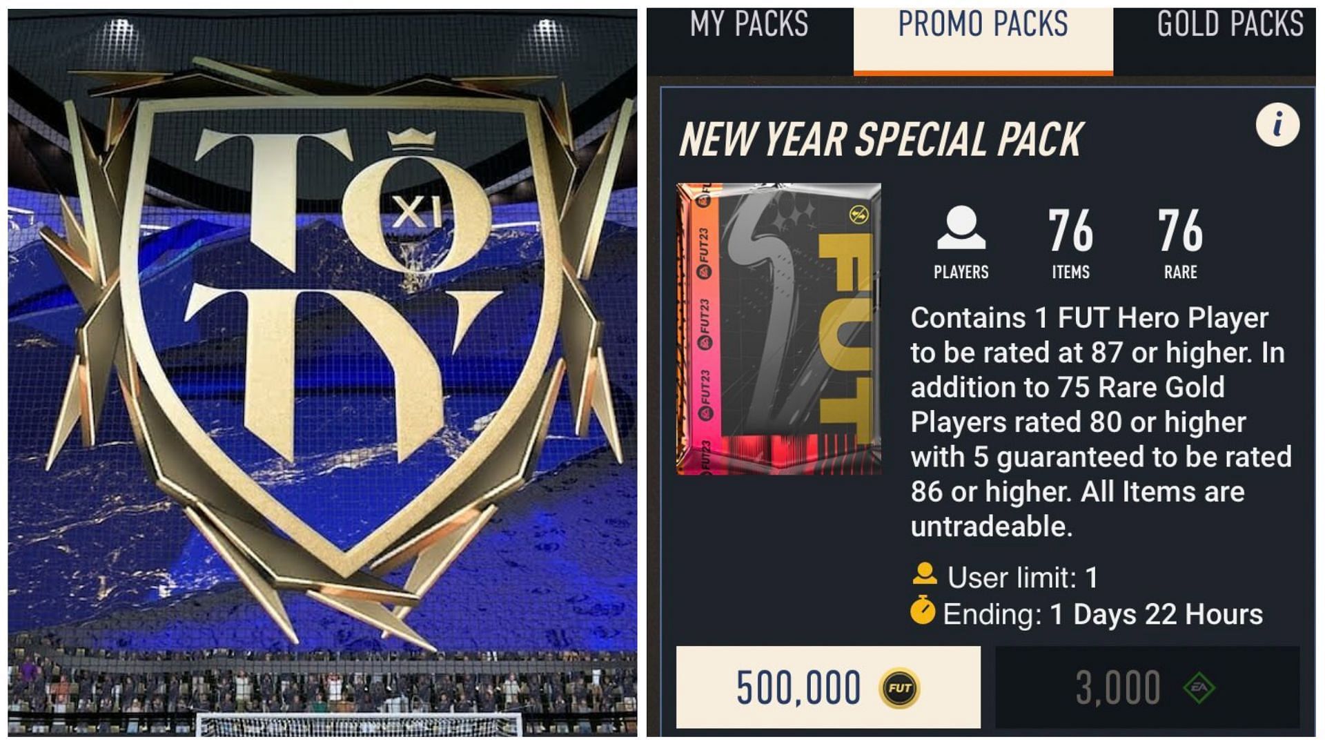 The New Year Special Pack is live in FIFA 23 Ultimate Team (Images via EA Sports)