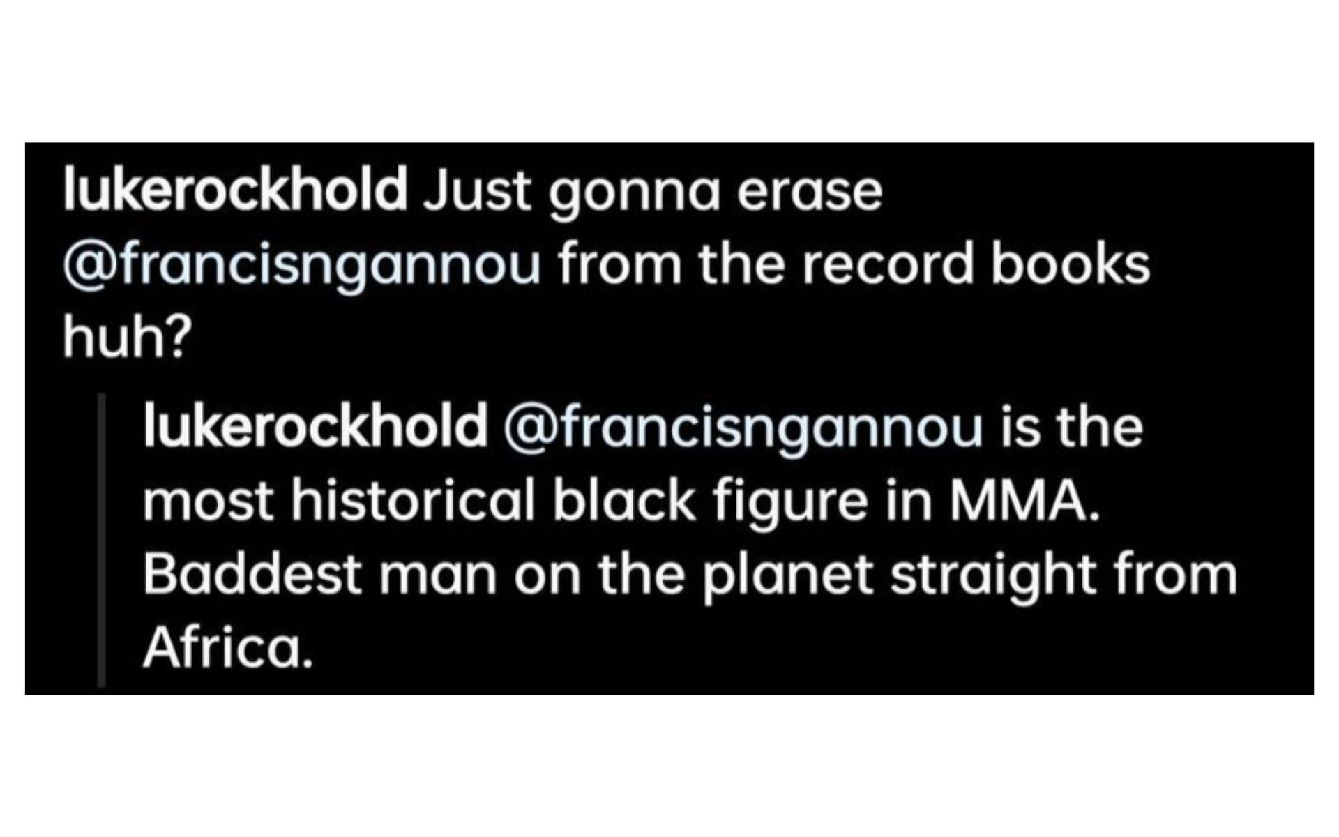 Luke Rockhold&#039;s Instagram comment