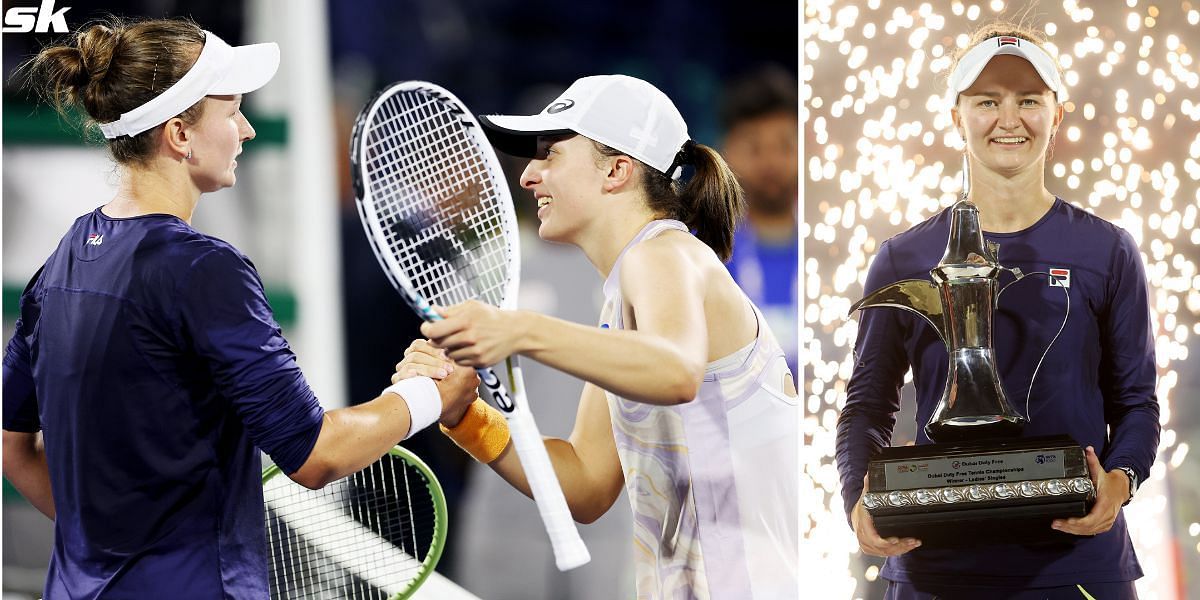 Barbora Krejcikova and Iga Swiatek after their Dubai final