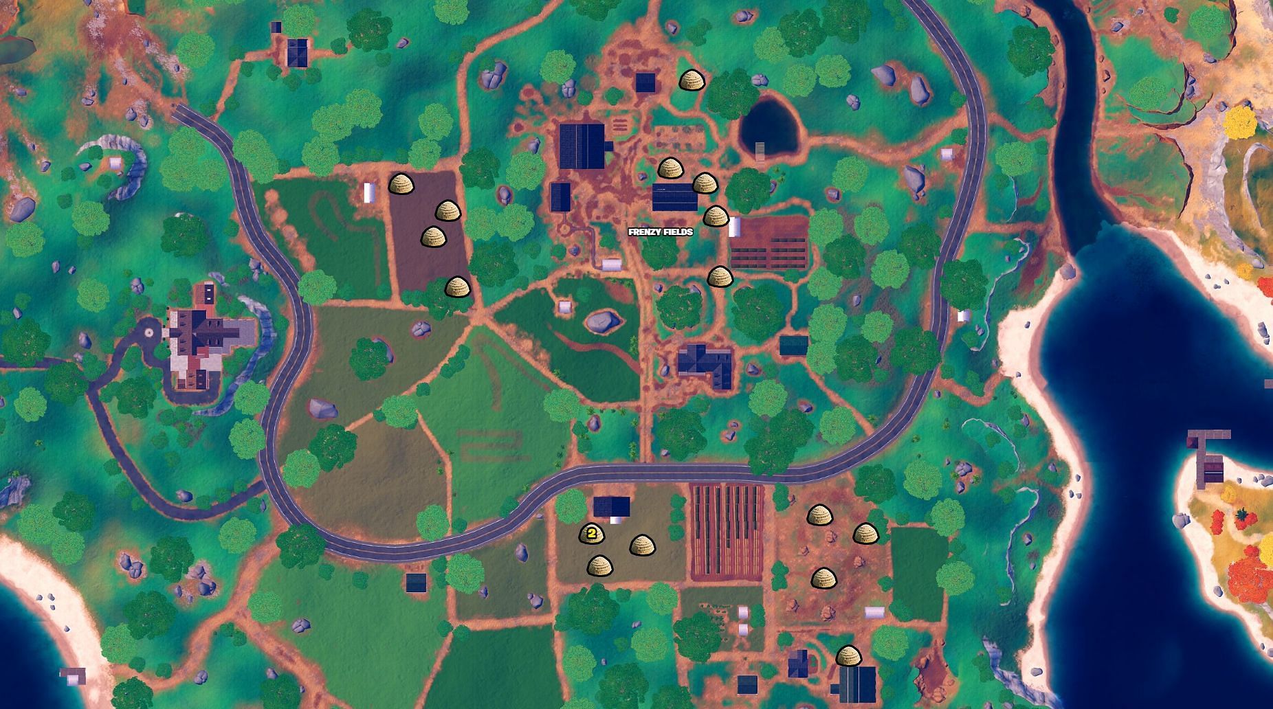 All Haystack locations in Fortnite Chapter 4 Season 1 (Image via Fortnite.GG)