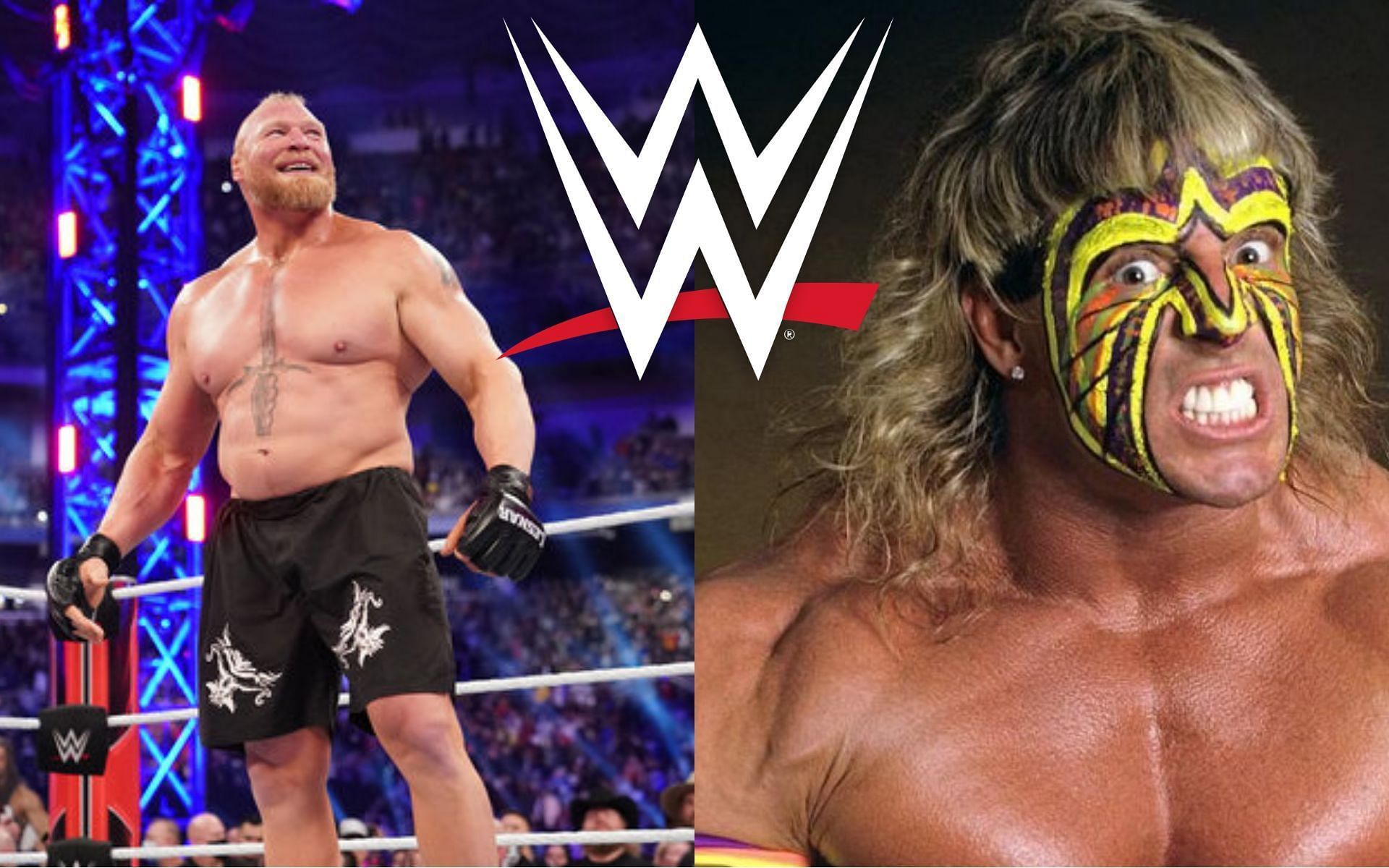 Brock Lesnar (L) and The Ultimate Warrior (R).