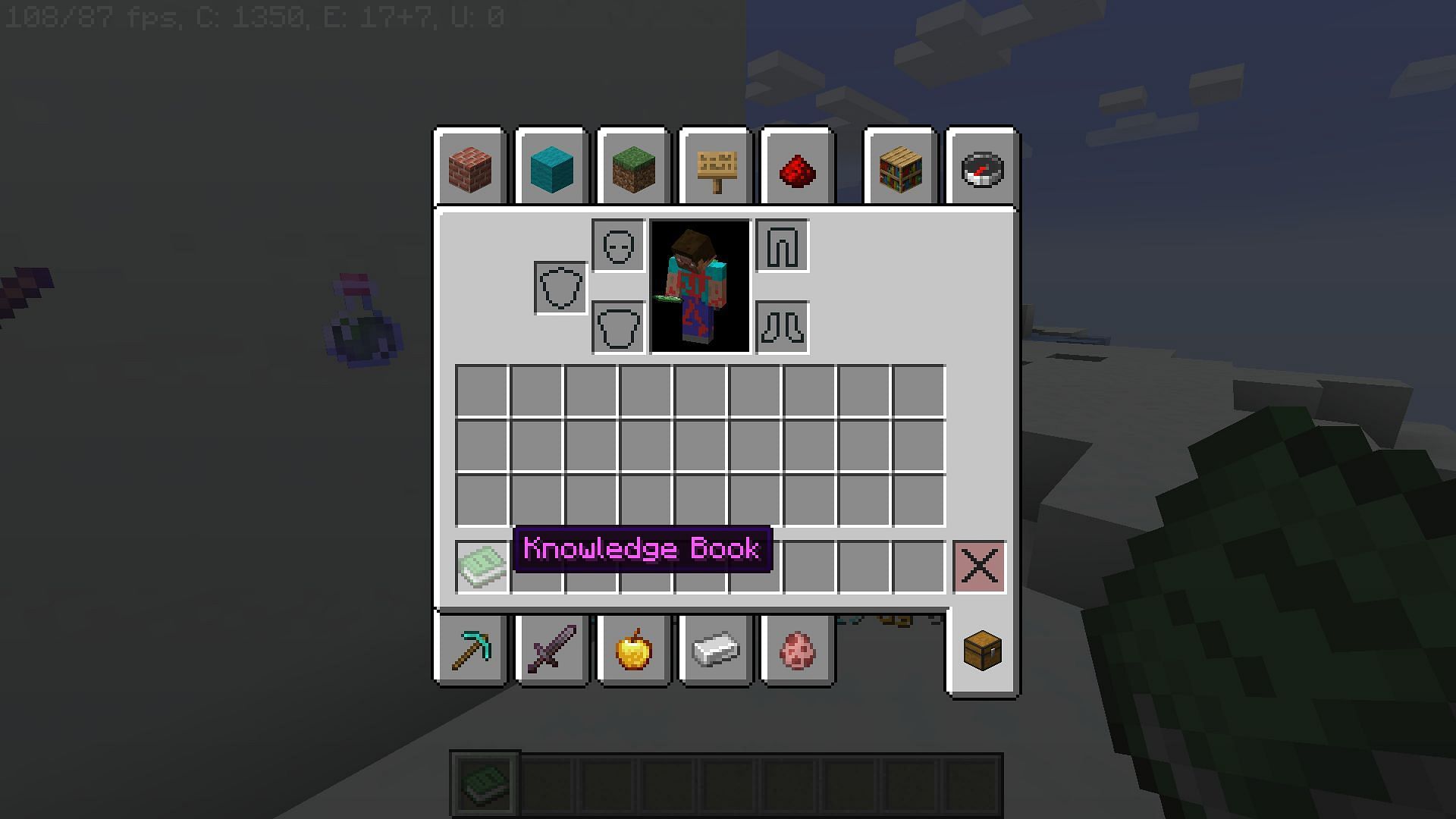 Knowledge book is present in each player&#039;s inventory and crafting table GUI in Java Edition (Image via Mojang)