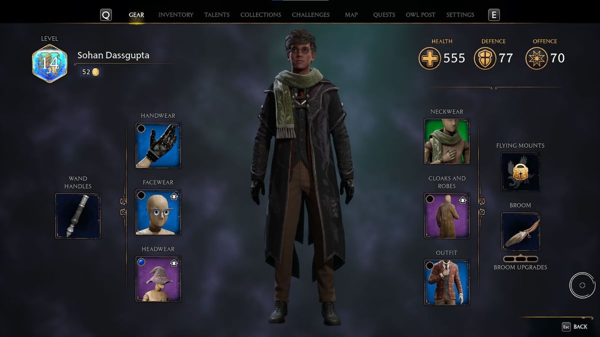 How to change gear appearance in Hogwarts Legacy