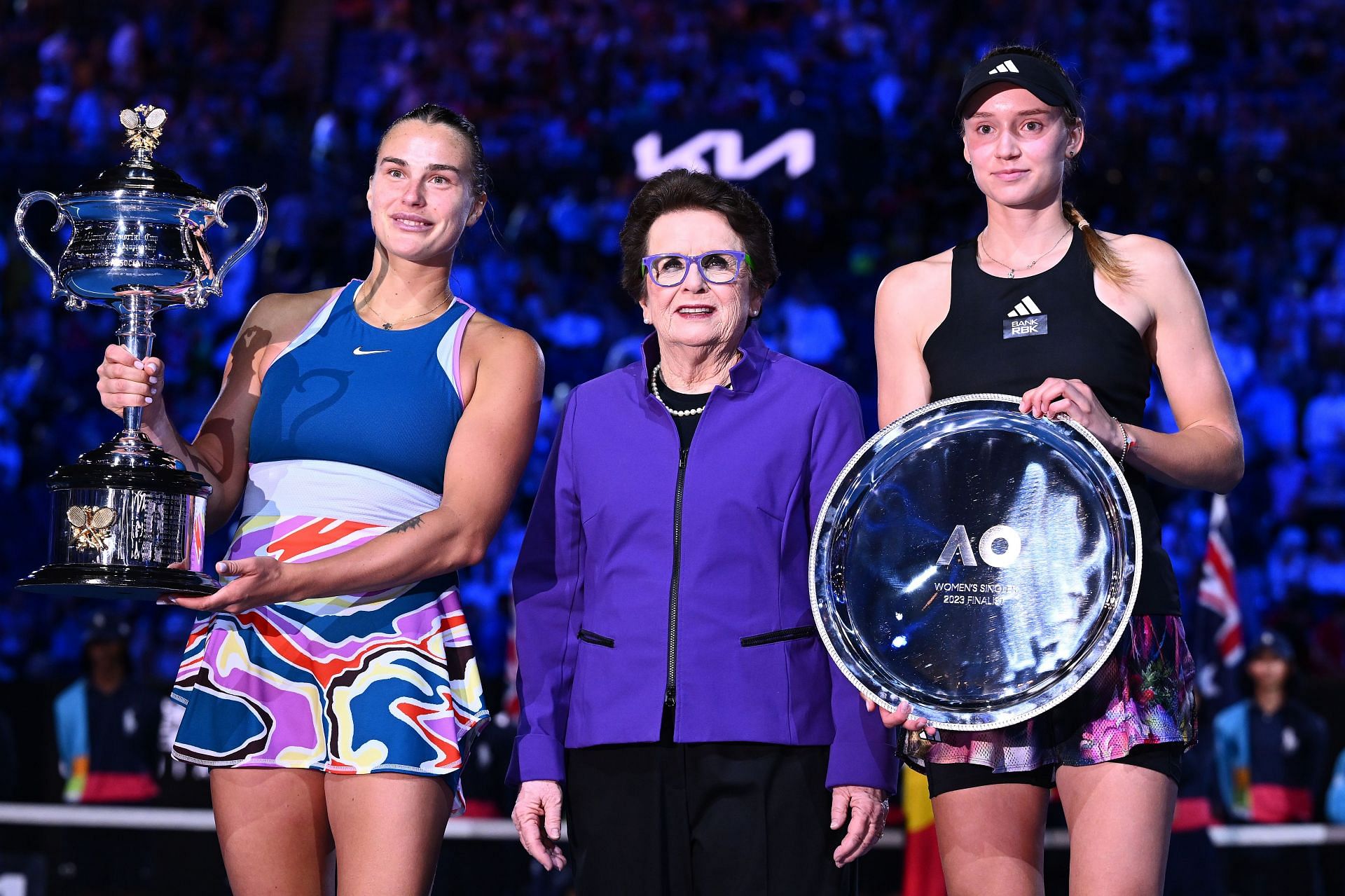 Billie Jean King awards 2023 Australian Open trophies to Aryna Sabalenka and Elena Rybakina