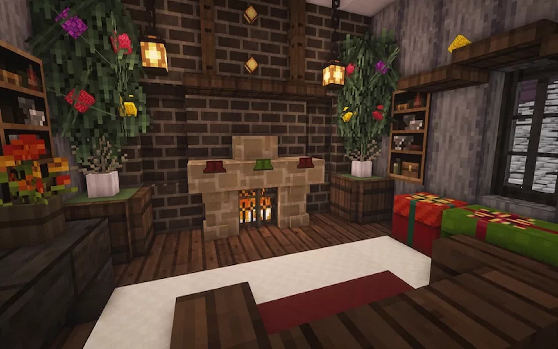 Players are able to make a fireplace to decorate their home or base (Image via Planet Minecraft)