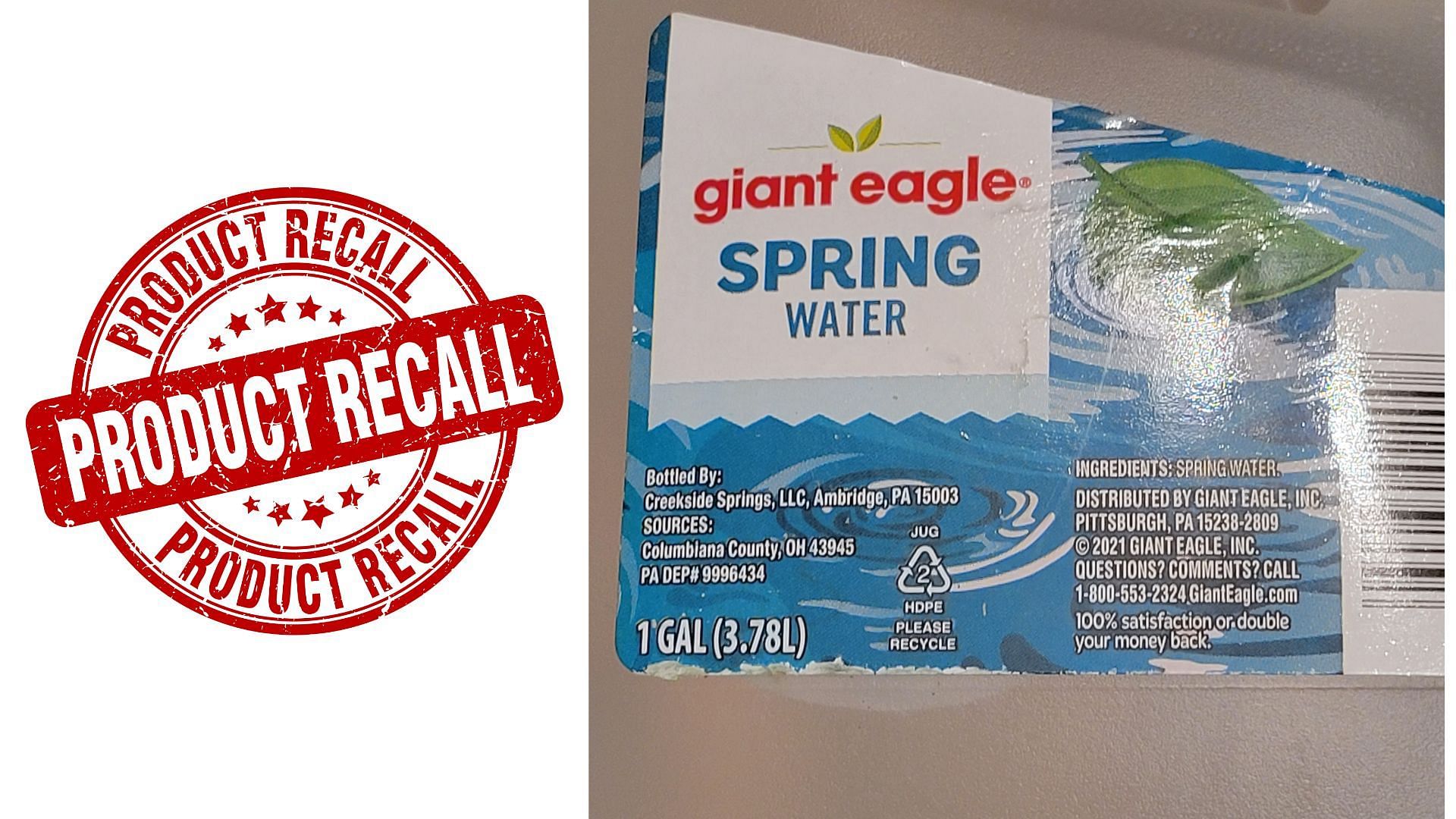 The Giant Eagle grocery store chain discontinues sales of all gallon-size-or-greater spring water products sourced from the Salineville facility following the East Palestine Train Derailment (Image via Giant Eagle)
