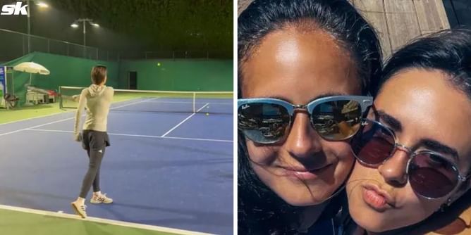 Watch: Daria Kasatkina's figure skater partner Natalia Zabiiako tries her hands at tennis