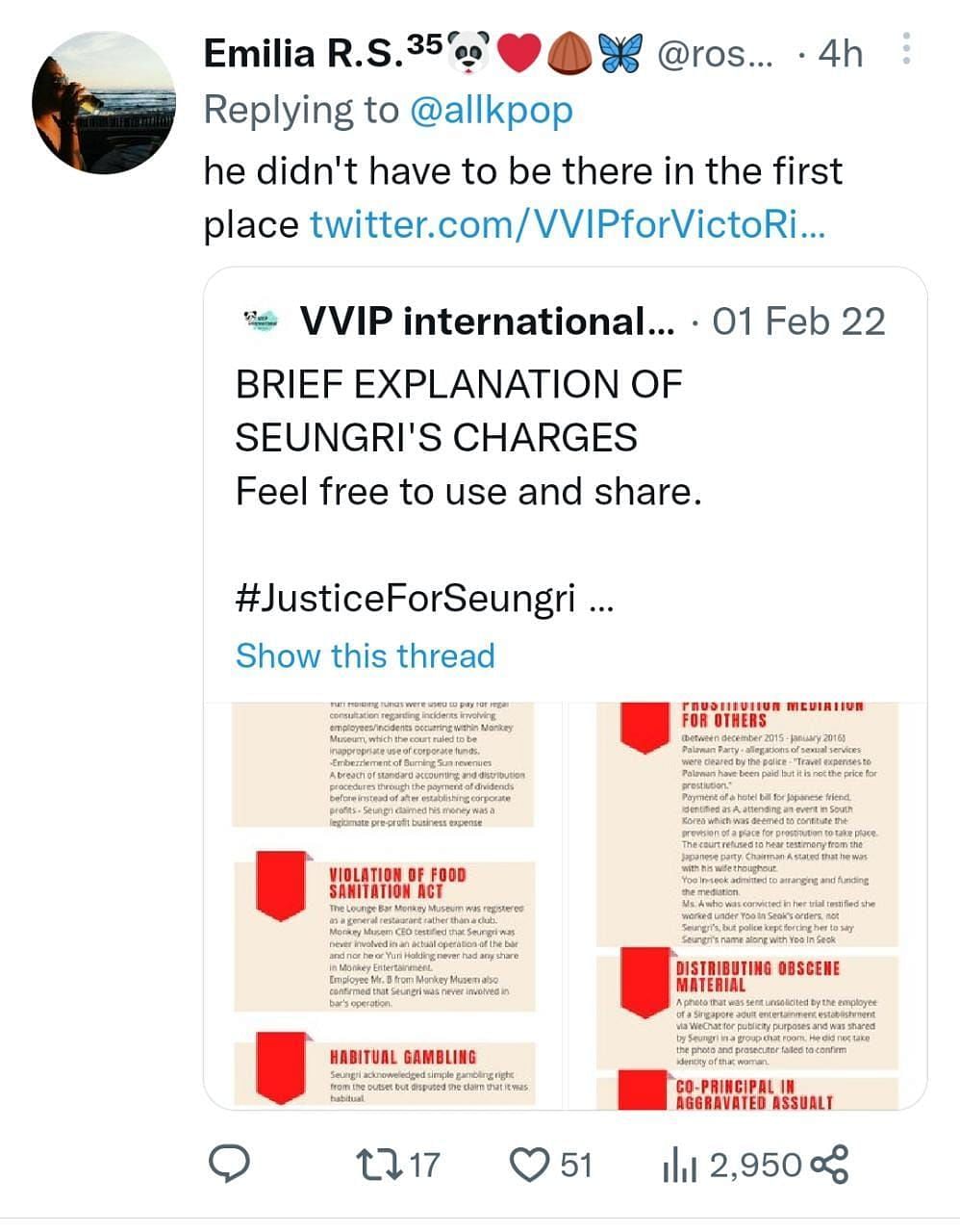 Fan reacts to Seungri&#039;s release from prison (Image via Emilia R.S./Twitter)