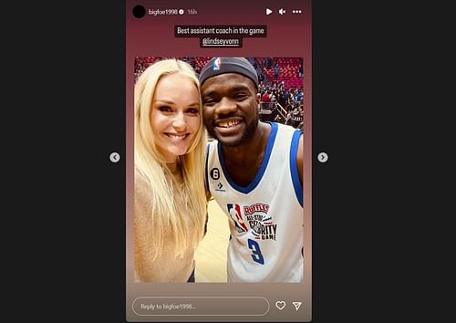 Frances Tiafoe meets Lindsay Vonn at the NBA All-Star Celebrity Game.