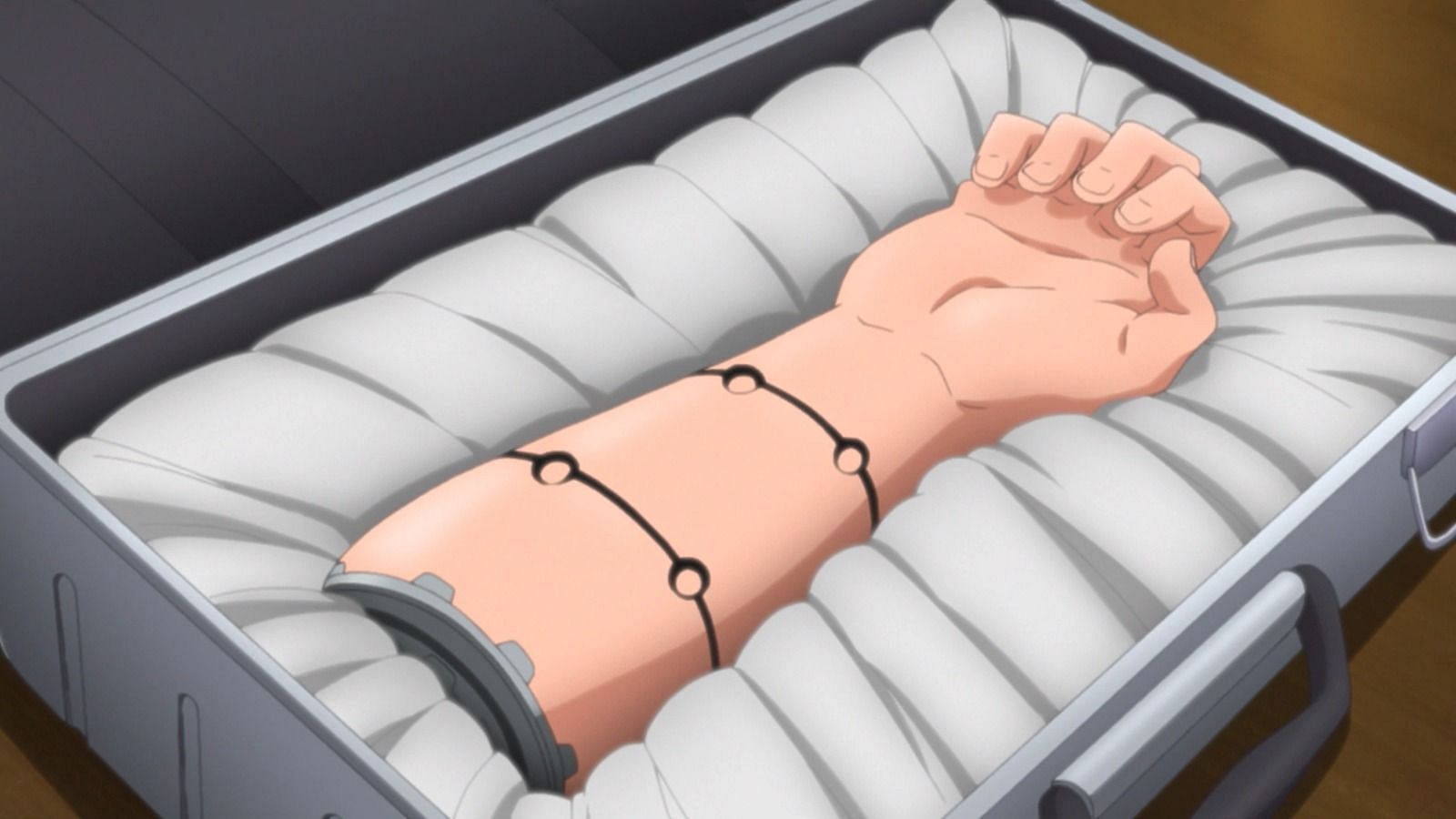 Prototype arm that can help him to absorb Jutsu. (Image via Studio Pierrot)