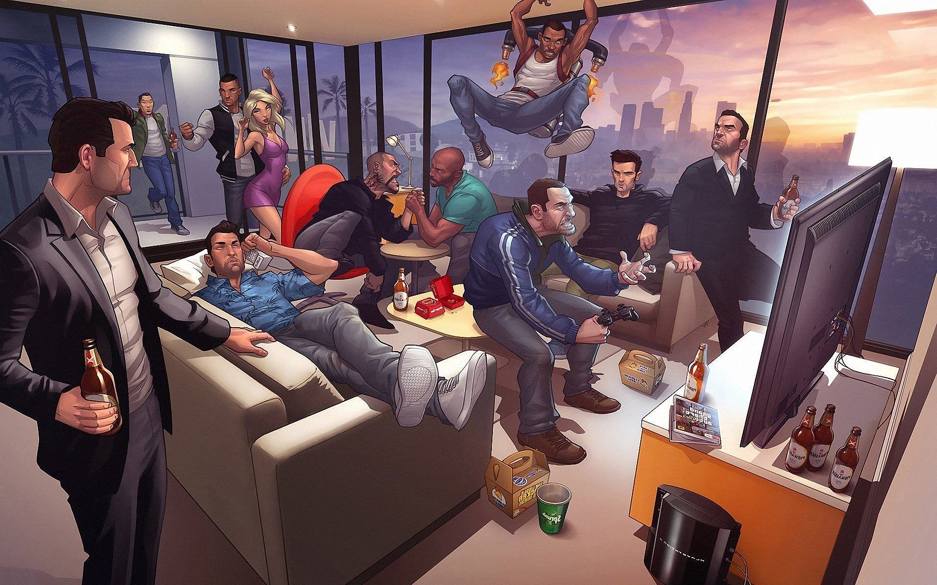All main characters from the Grand Theft Auto franchise(Image via wallpapercave.com)