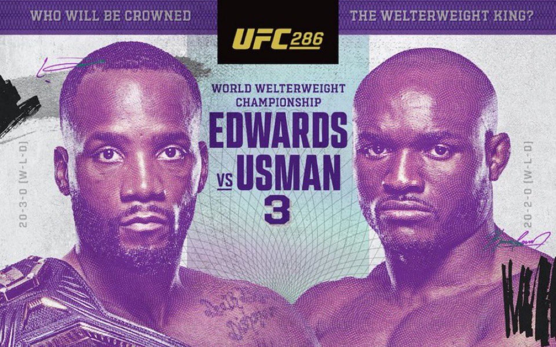 UFC 286 poster featuring Leon Edwards vs. Kamaru Usman [Image courtesy: @Fightgeektweets on Twitter]