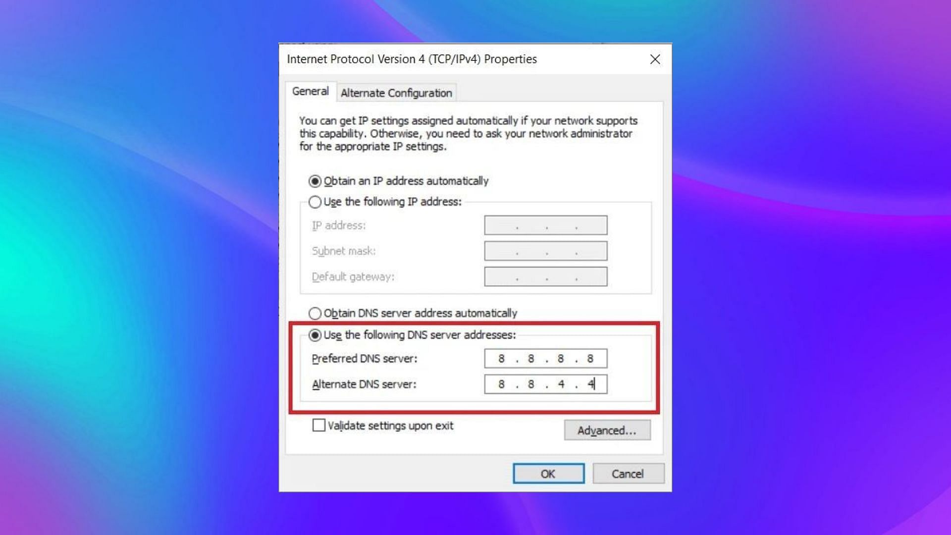 Preferred DNS setting for faster updates (Image via Sportskeeda)