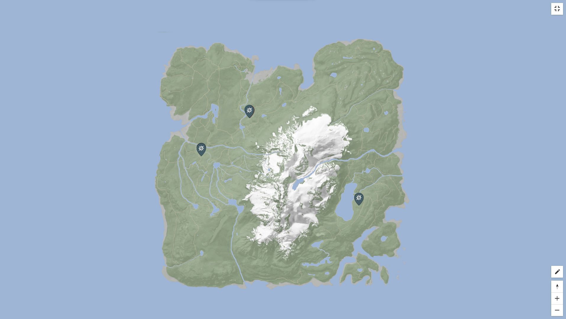 These are the three known locations of the 3D printers on the island (Image via mapgenie.io)