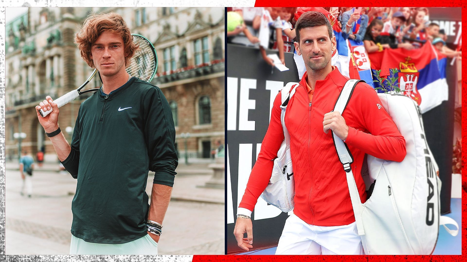 Rublev (left) has hailed Djokovic for started a record-equalling 377th week at No. 1.