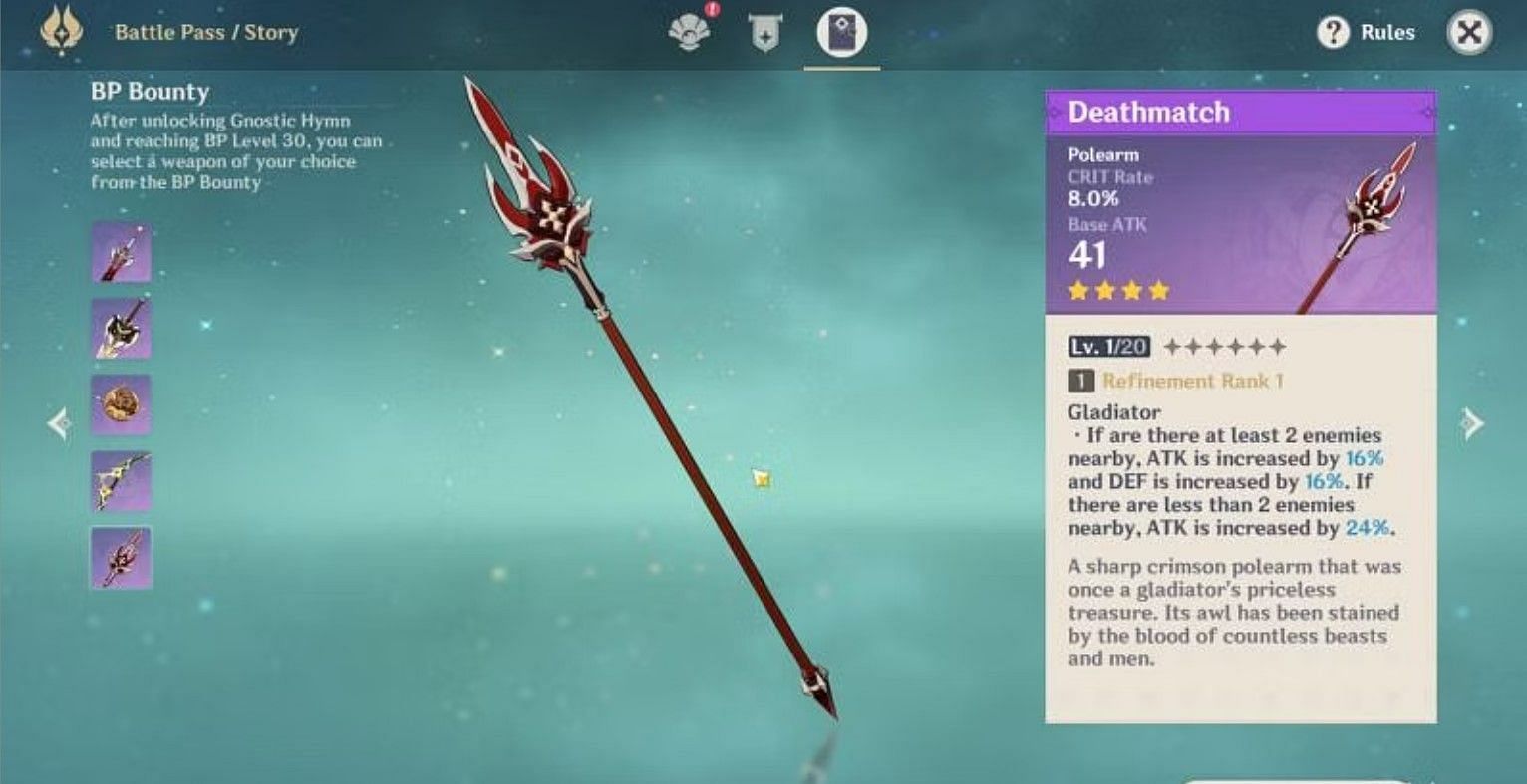 Deathmatch polearm in Genshin Impact (Image via HoYoverse)