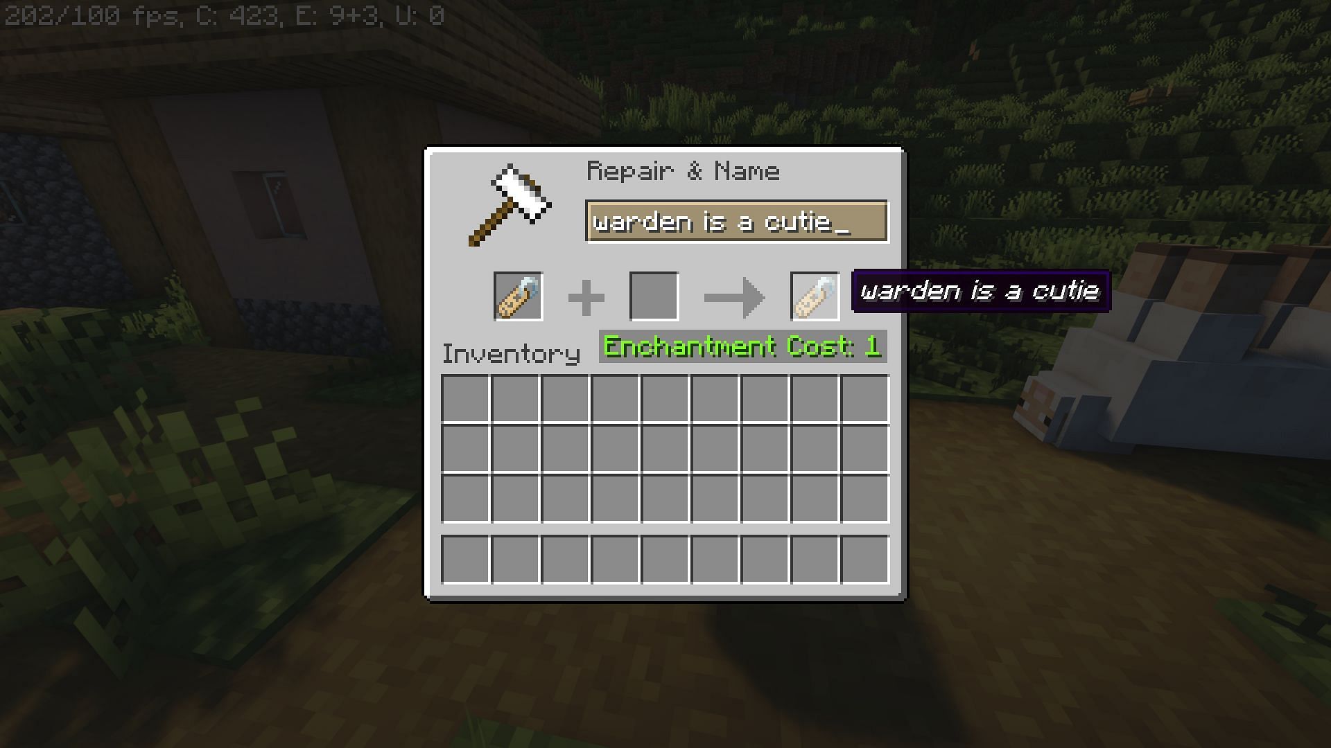 Renaming a name tag in Minecraft (Image via Mojang)