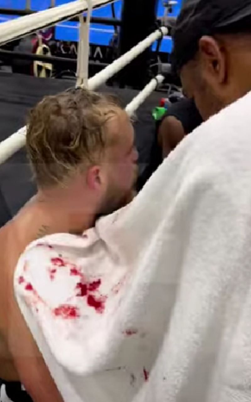 Jake Paul bloodied in training (Image credit: Fight Hype on YouTube)