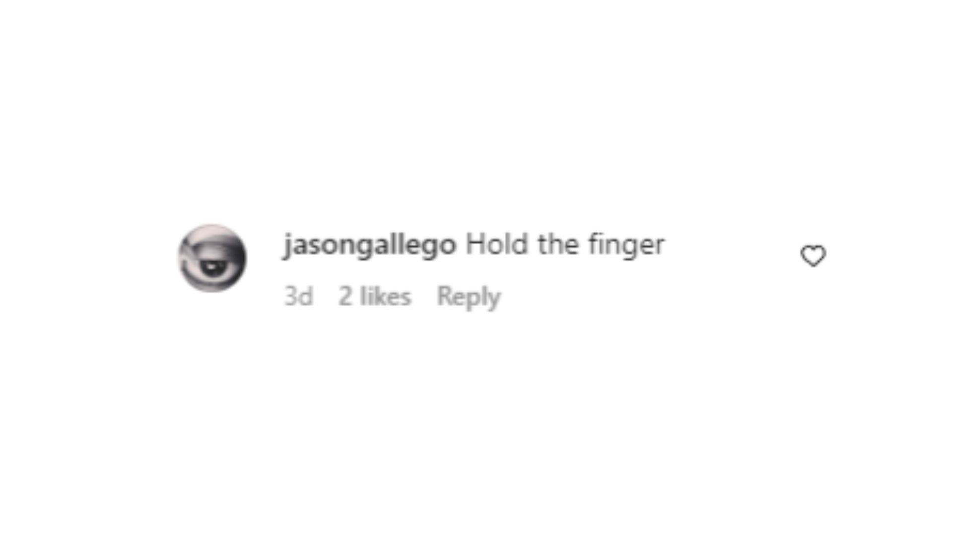 comment by the user @jasongallego