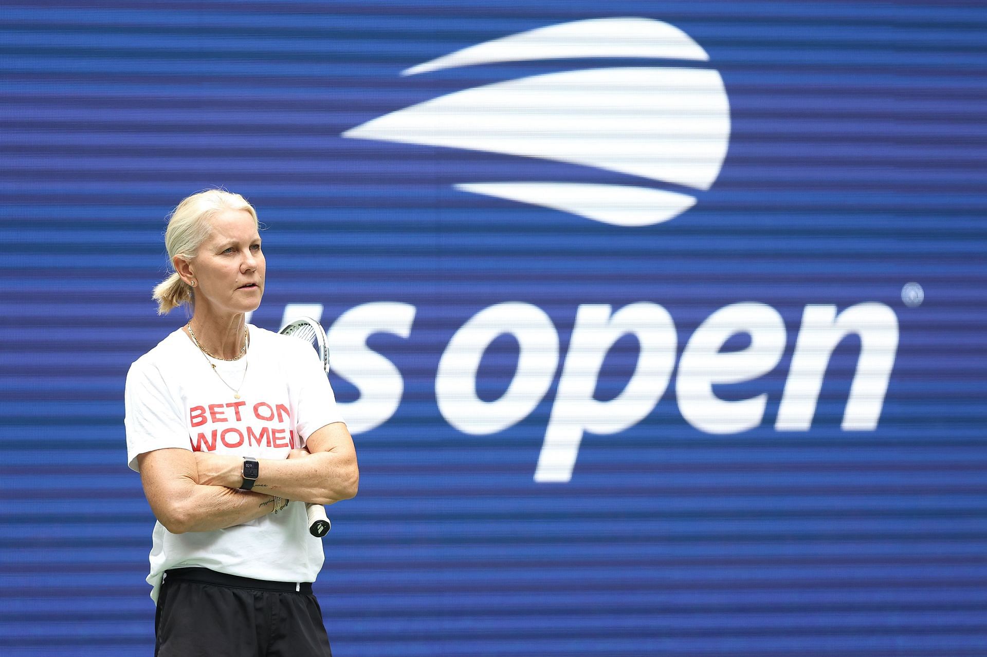 Rennae Stubbs coaching Serena Williams during the 2022 US Open