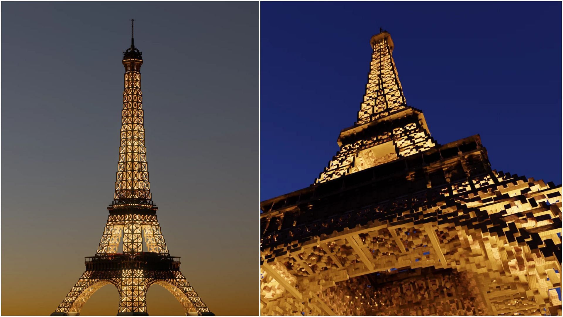 Redditor created stunning replica of the Eiffel Tower in Minecraft (Images via Reddit / u/JustReza09)