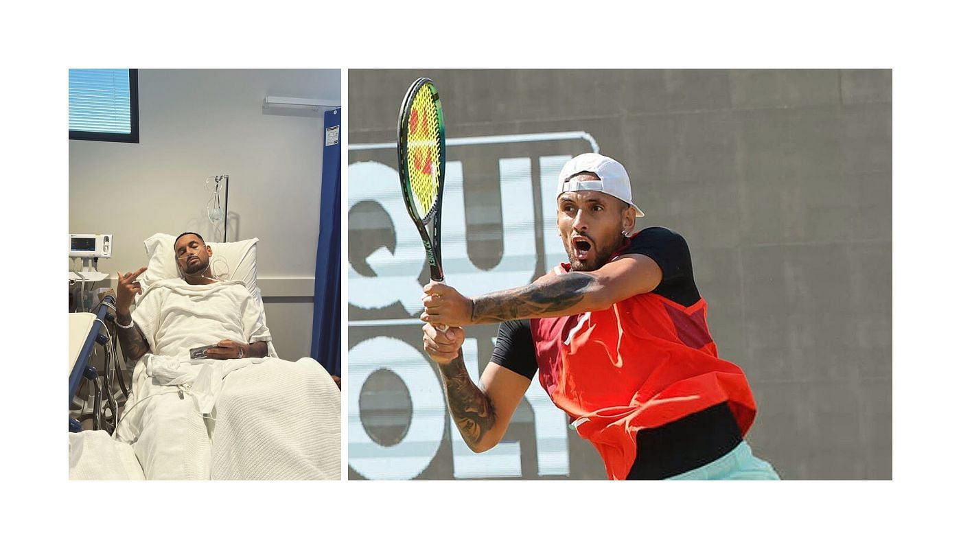 Nick Kyrgios after going undergoing surgery
