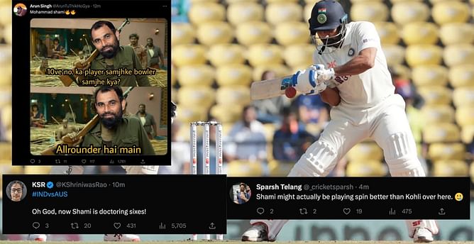 "Might actually be playing spin better than Kohli" - Fans go into a frenzy as Mohammed Shami plays a quickfire knock in 1st IND vs AUS Test