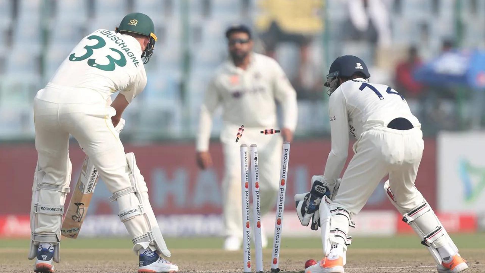 Marnus Labuschagne tried to play a fuller delivery on the back-foot and got cleaned up by Jadeja. (P.C.:BCCI)