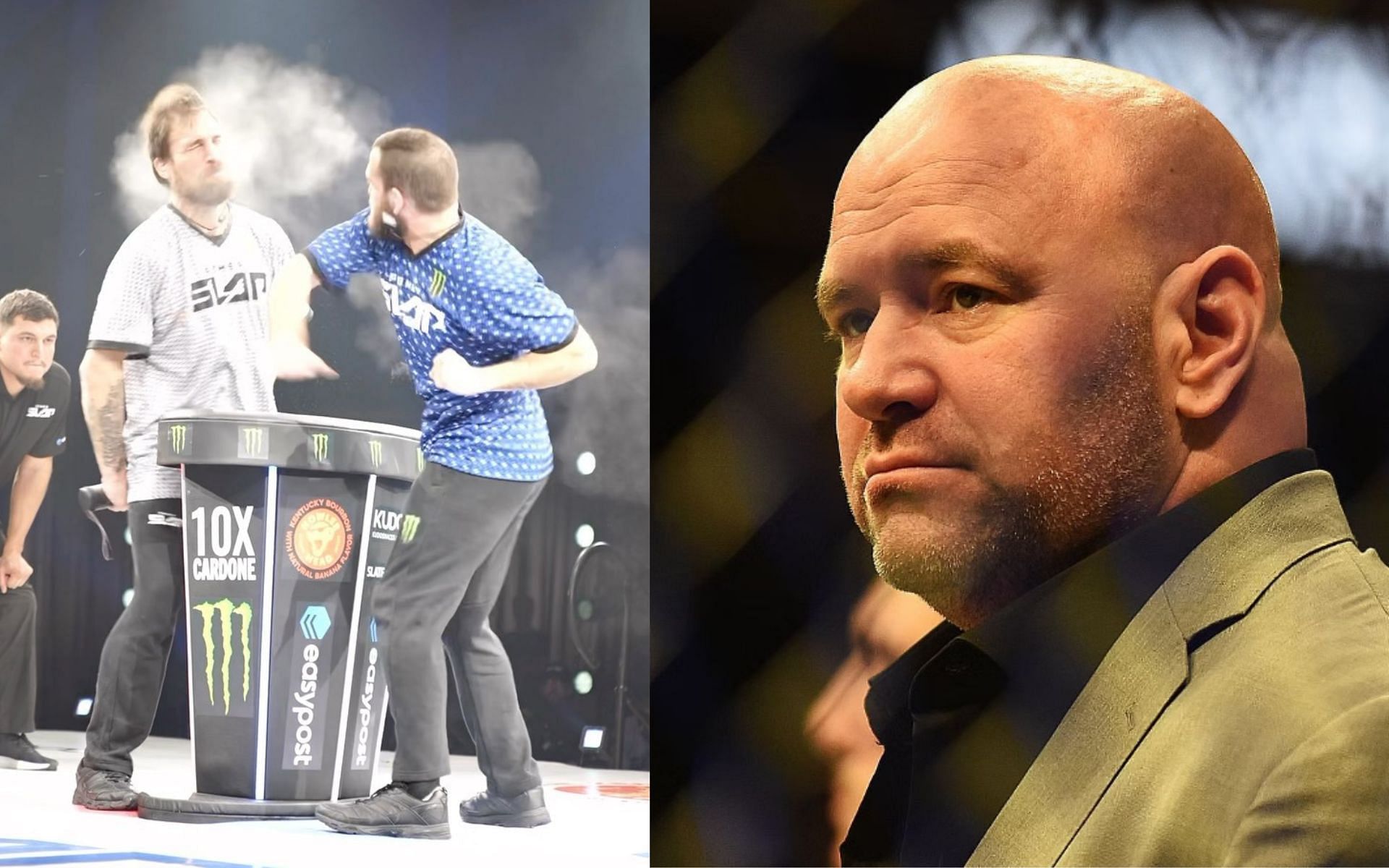 Power Slap fight (Left) Dana White (Right) [Images via @powerslap on Instagram]