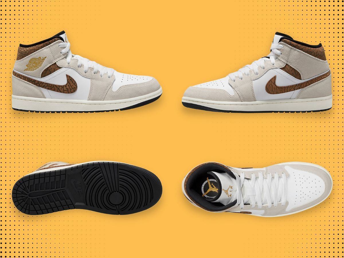 The upcoming Nike Air Jordan 1 Mid &quot;Brown Elephant&quot; (Image via Sportskeeda)