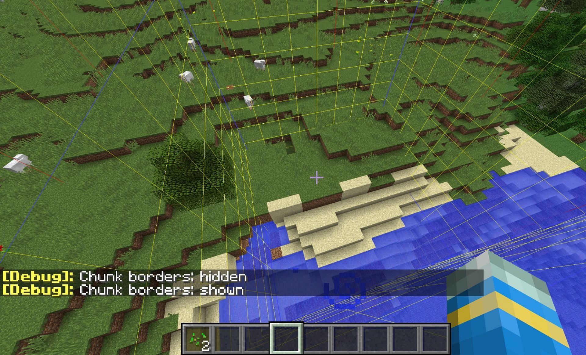 Chunk borders enabled in Java Edition (Image via Jira Minecraft)
