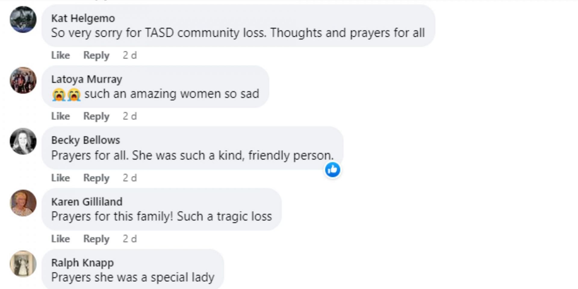 Social media users shared their condolences for Christine&#039;s family (Image via Facebook)