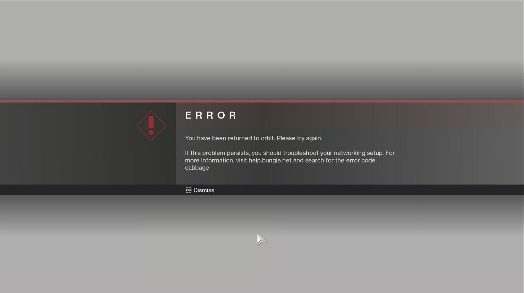 Error code, Cabbage (Image via Destiny 2)