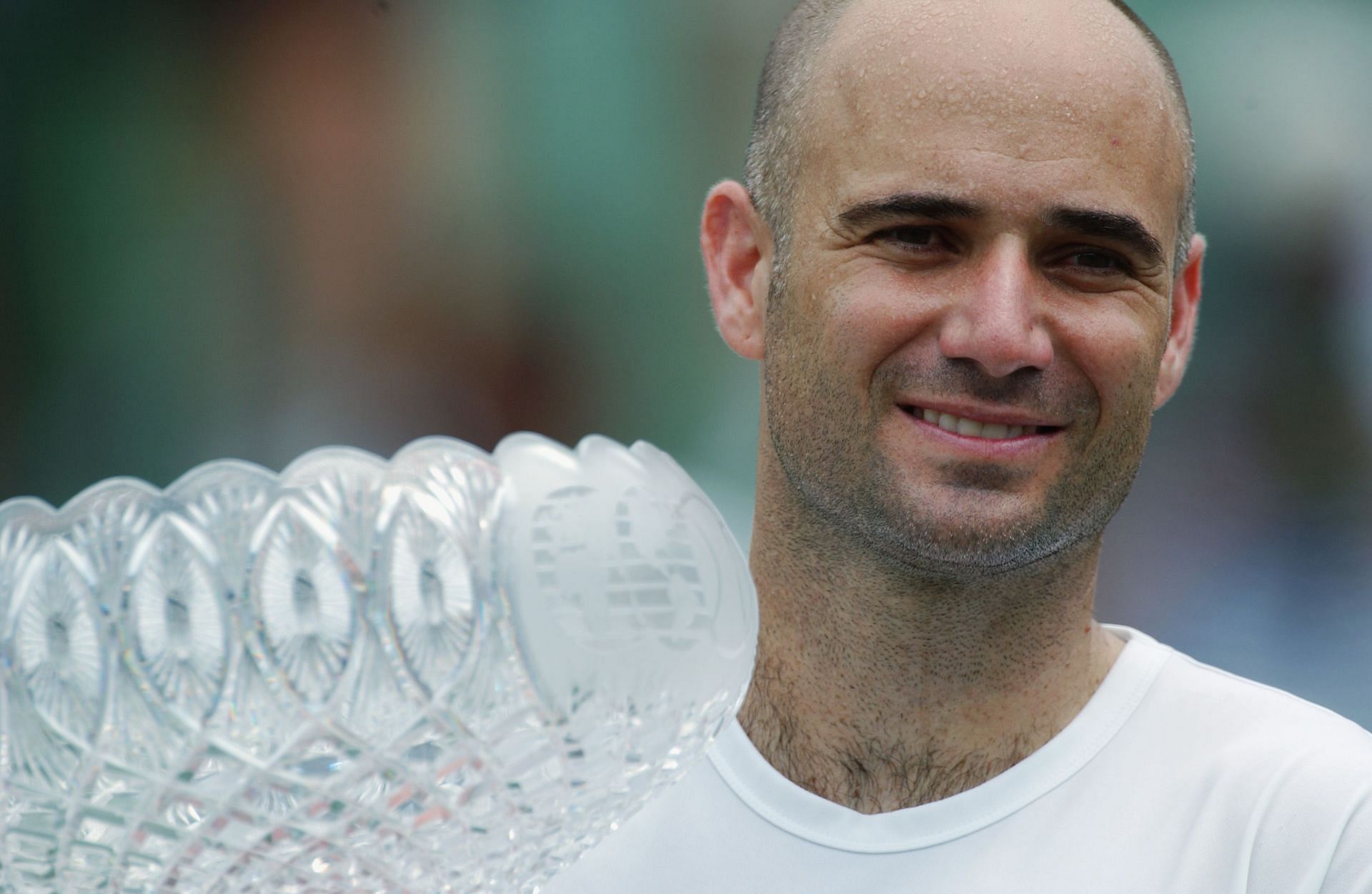 Agassi with his 2003 Miami Masters trophy