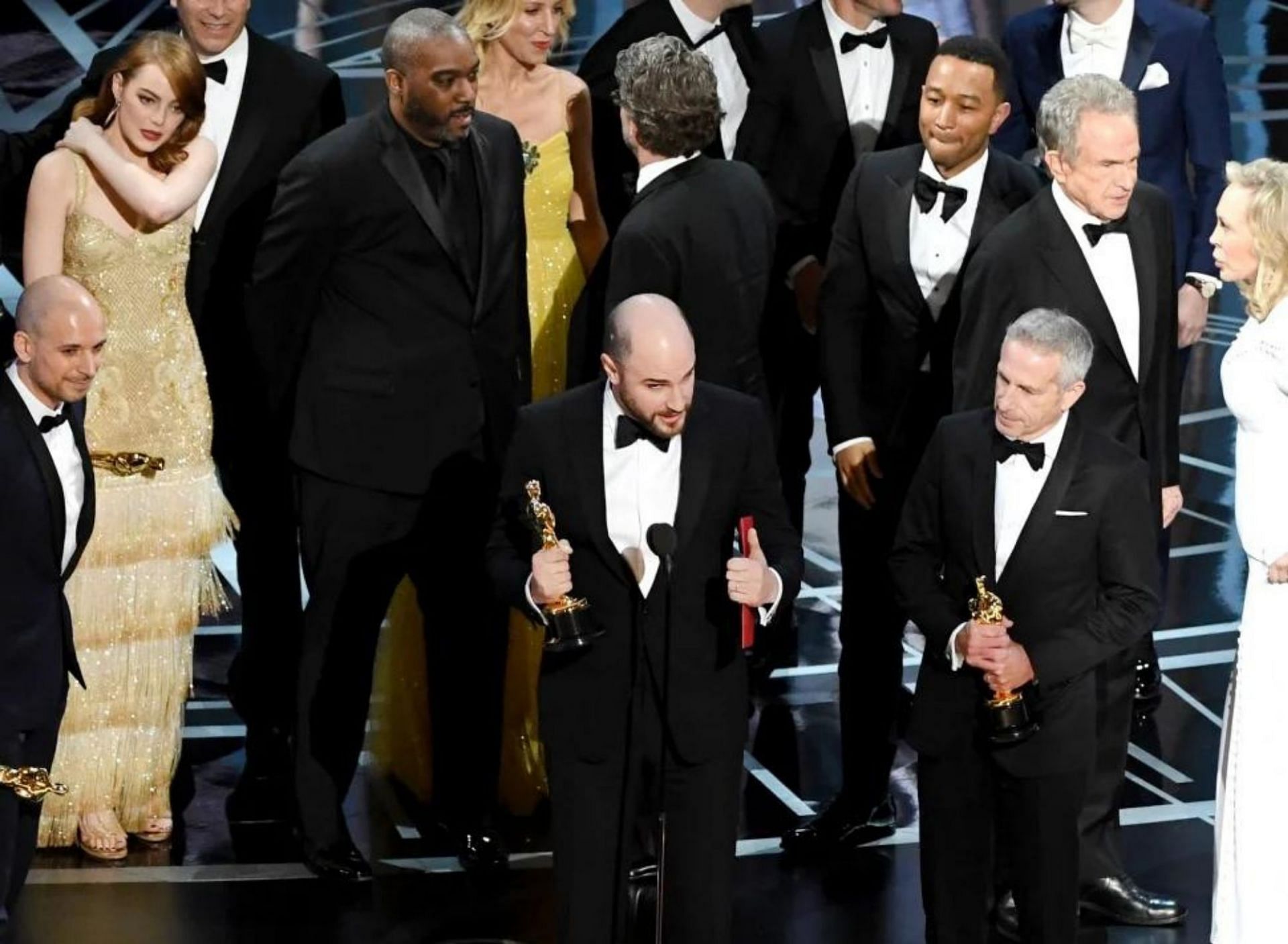 La La Land team mistakenly receives the award for Best Picture (Image via Getty)