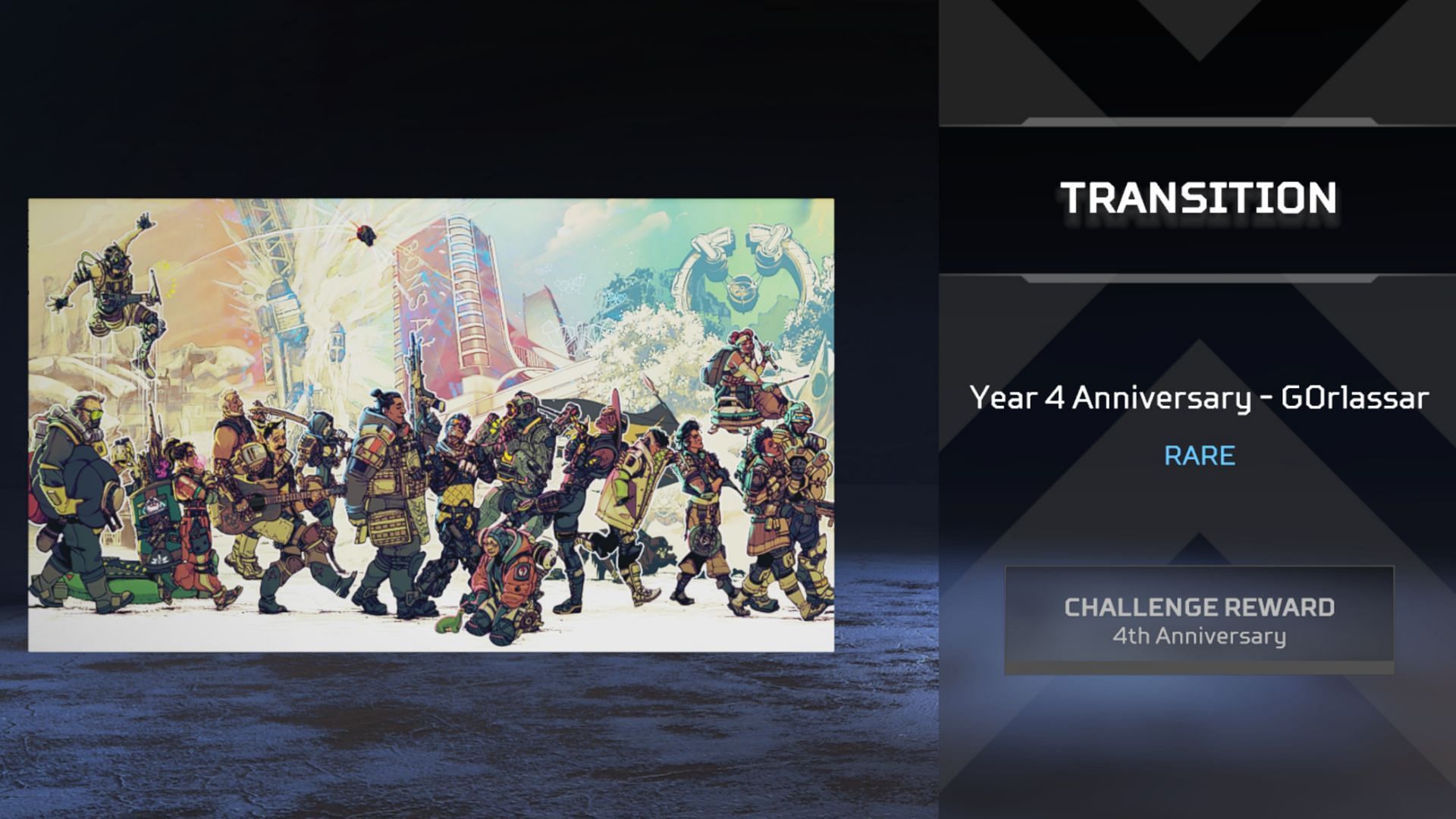 Year 4 Anniversary (GOrlassar) Loading Screen in Apex Legends (Image via EA)