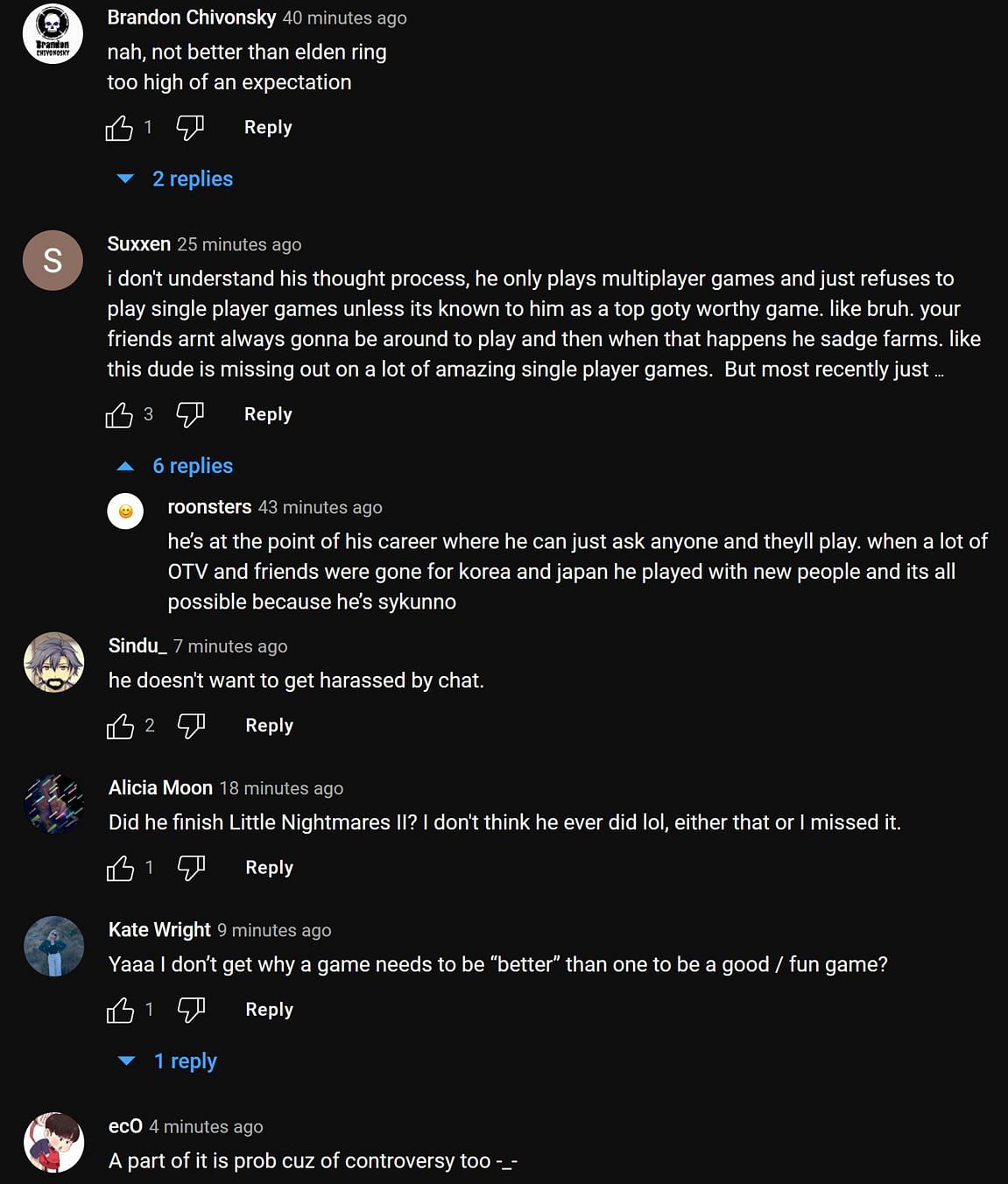 Fans in the YouTube comments section reacting to the streamer&#039;s take (Image via Jeru TV/YouTube)