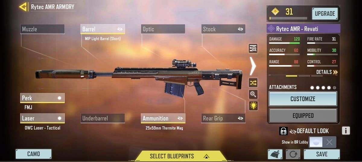 Use the Gunsmith to modify a weapon in the game (Image via Call of Duty Mobile)