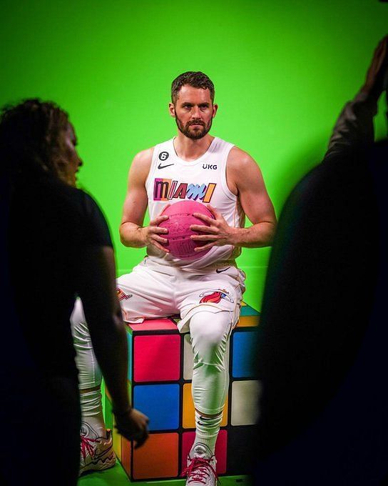 Fans troll Kevin Love's first look in Miami Heat's jersey: “Bro looks like  a grandpa about to put on a jersey”, Bout 10 years too late