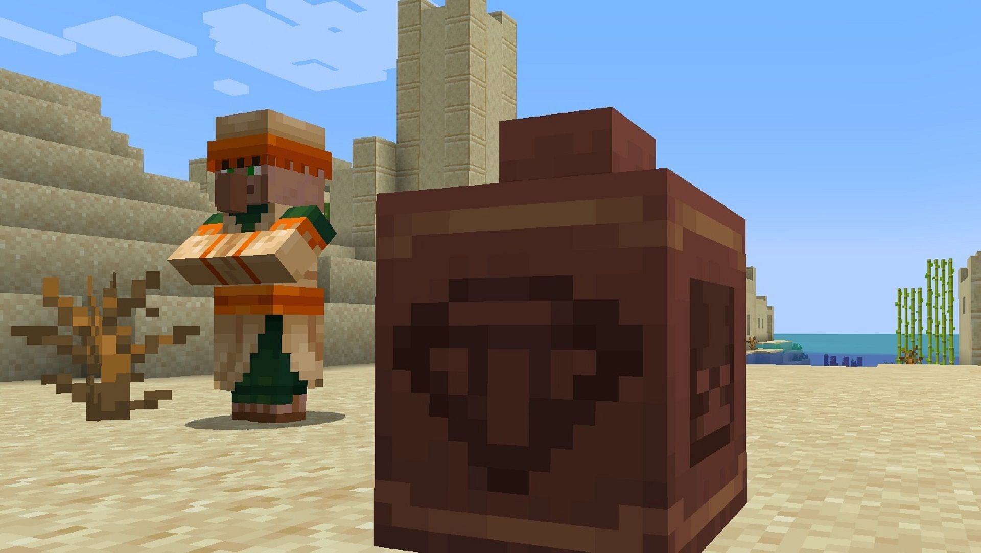 A decorated pot block, which can be crafted from materials found in Minecraft&#039;s archeology gameplay (Image via Mojang)