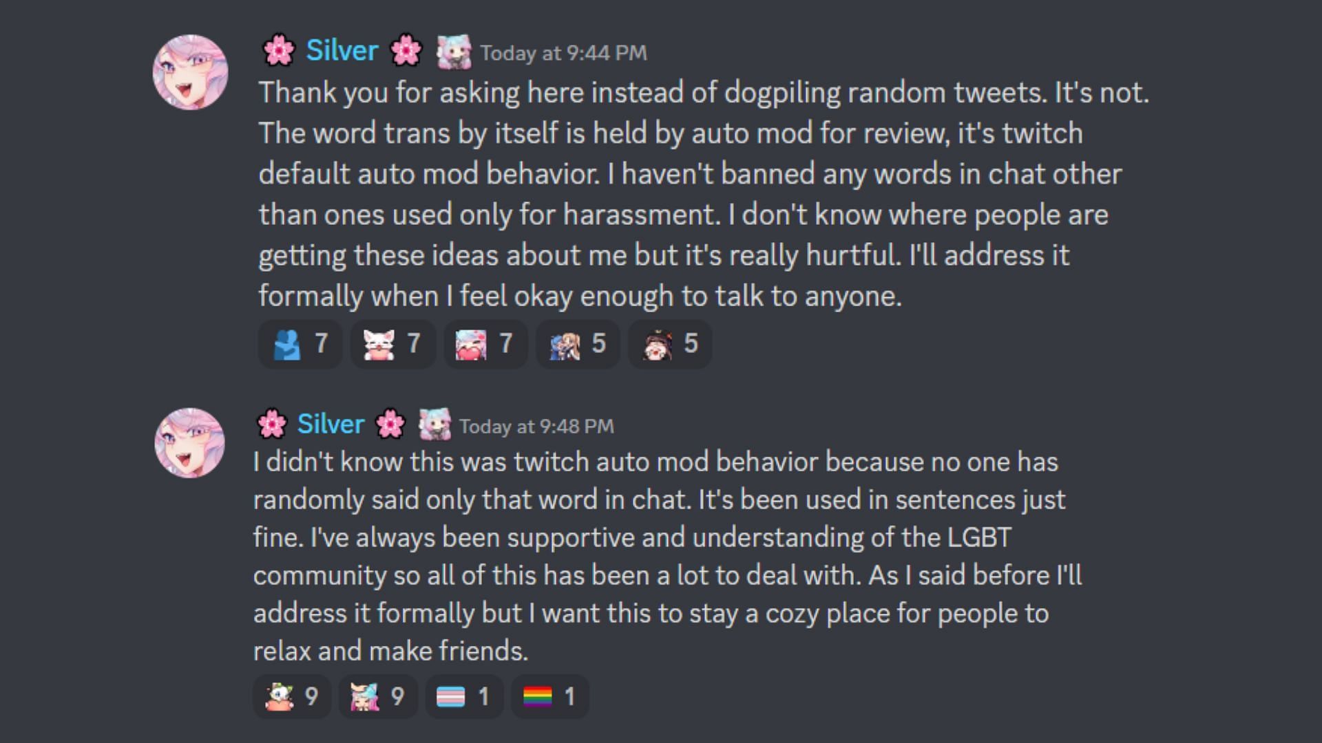 Silvervale addressed banning the word trans (Image via VTuberCringe/Twitter)