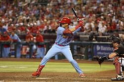 St. Louis Cardinals outfielder Lars Nootbar fired up to play for Team Japan in World Baseball Classic