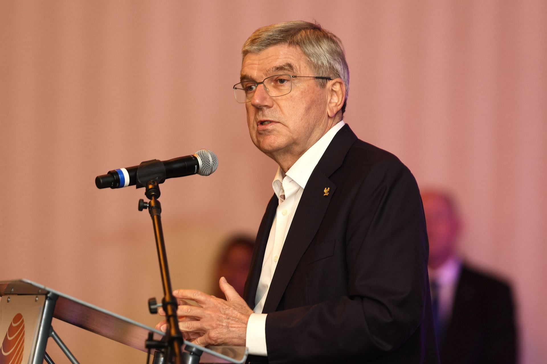 President of the IOC Thomas Bach speaks during the World Athletics Championships Oregon22