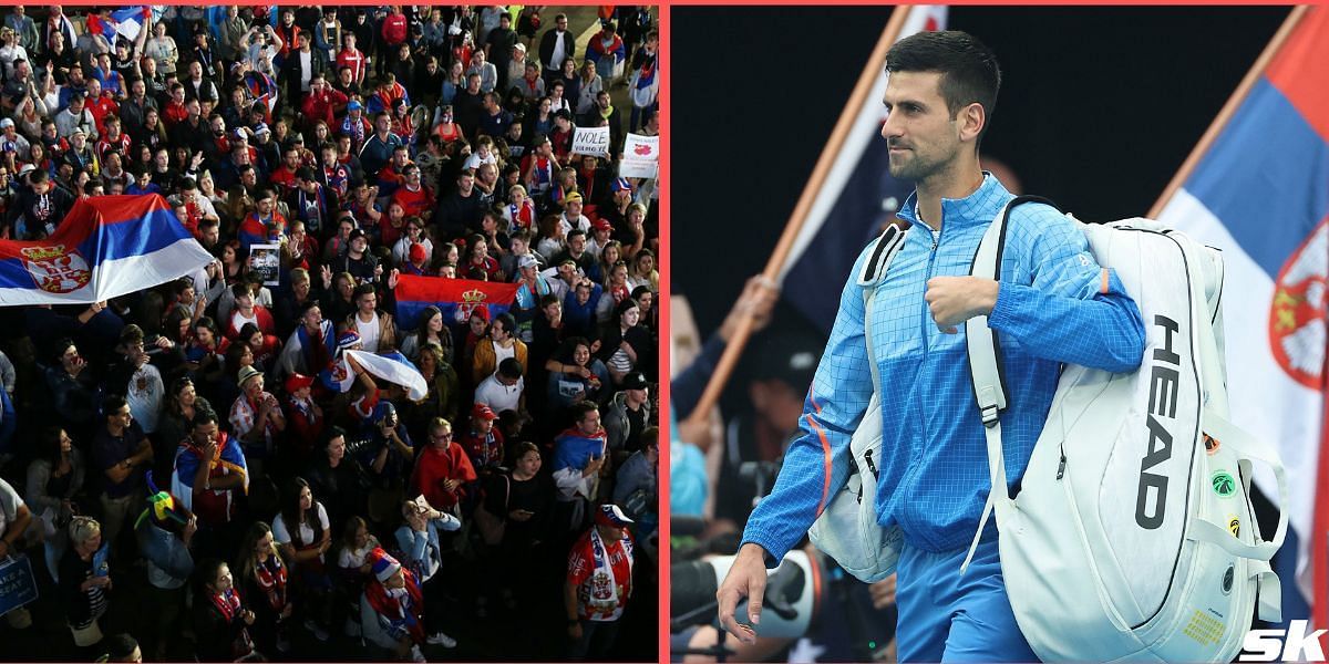 Nokav Djokovic cheered by Serbian fans at 2023 Australian Open