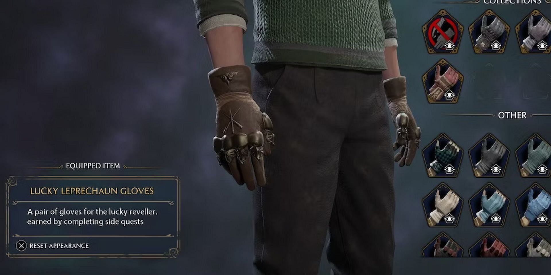 These leather gloves have metallic knuckle plating (Image via WB Games)