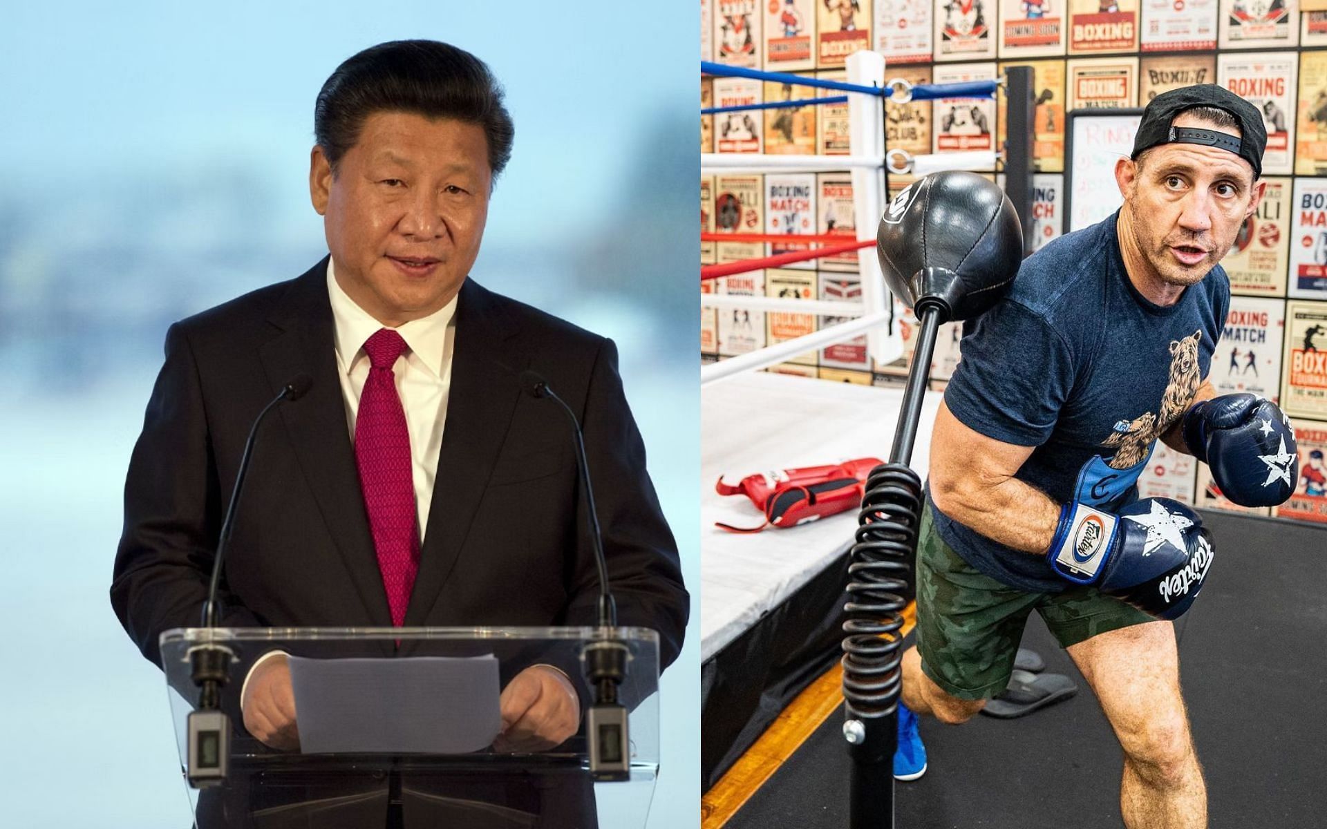 Xi Jinping (Left) and Tim Kennedy (Right) [Images via: @timkennedymma on Instagram]