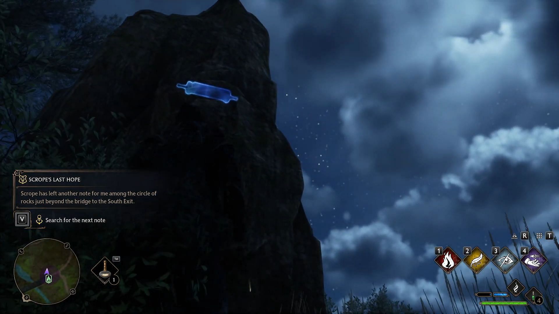 Scrope&#039;s second note, atop the large boulder (Image via YouTube/Zelgraz)