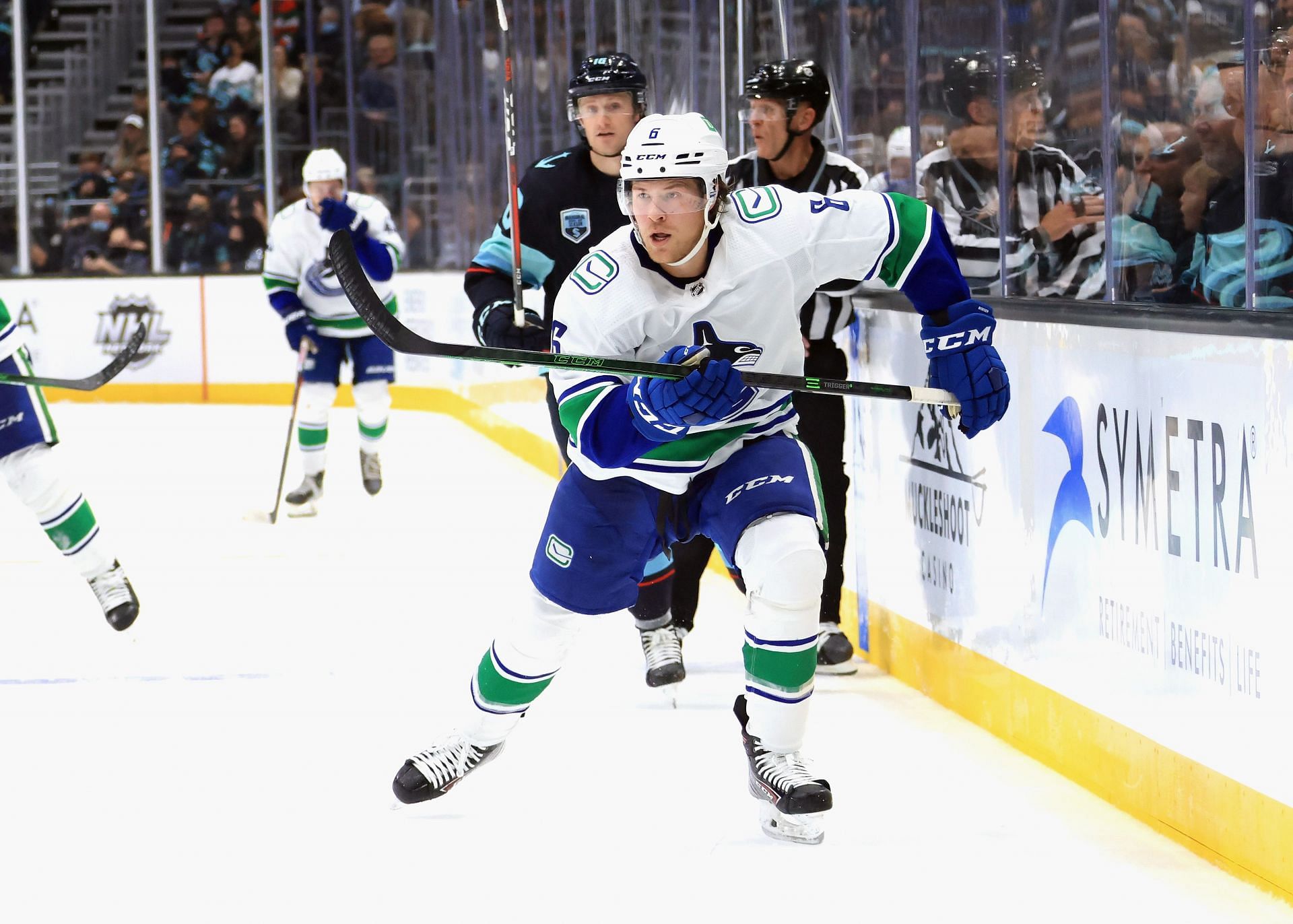 Brock Boeser #6 of the Vancouver Canucks (Photo by Bruce Bennett/Getty Images)